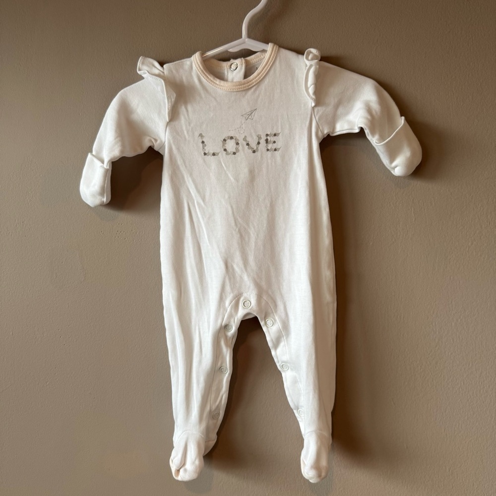 Livly Baby Pima Cotton Love Ruffled Footed Stretch Sleeper Size Newborn‎